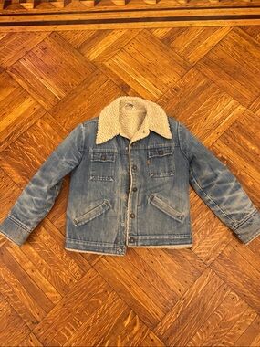 Vintage Blue Denim Sherpa-Lined Jacket